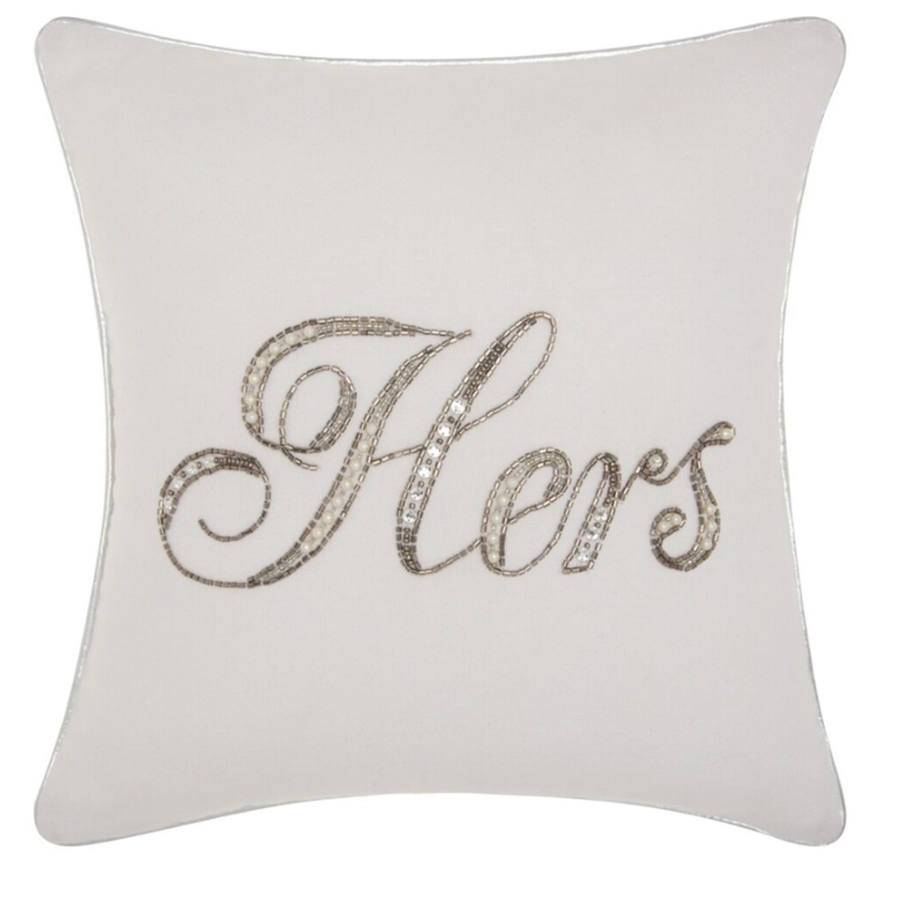 NWT Beaded Throw Accent Decor Pillow Bridal Wedding Newlywed White Brand NEW